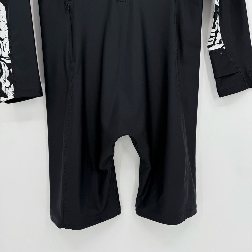 Coolibar Alana Knee Length Swimsuit Long UPF 50+ Black Floral Colorblock Size L - Picture 10 of 11